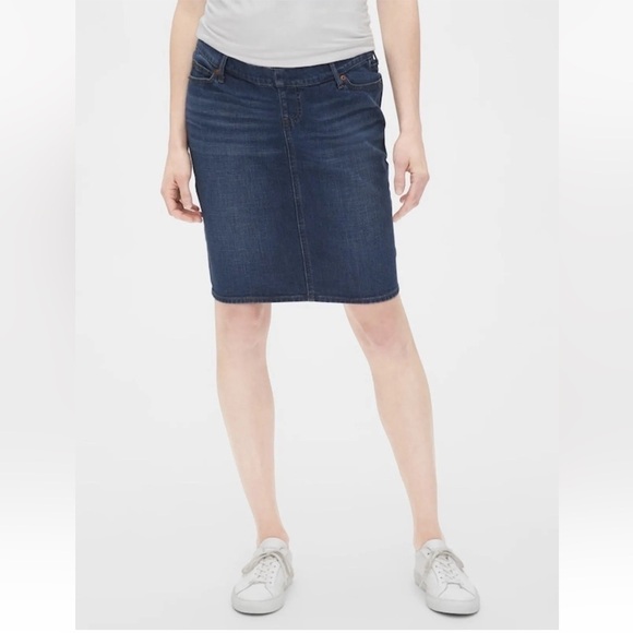 GAP Maternity Full Panel  Denim Skirt Dark Wash Size 8 - Picture 7 of 9